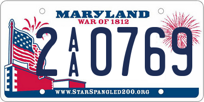 MD license plate 2AA0769