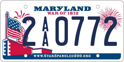 MD license plate 2AA0772