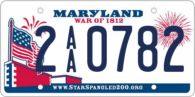MD license plate 2AA0782