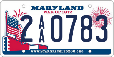 MD license plate 2AA0783