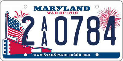 MD license plate 2AA0784