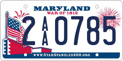 MD license plate 2AA0785