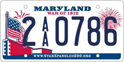 MD license plate 2AA0786