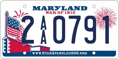 MD license plate 2AA0791