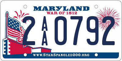 MD license plate 2AA0792