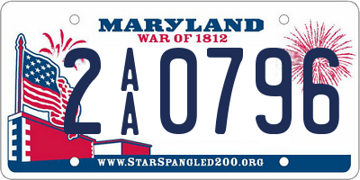 MD license plate 2AA0796