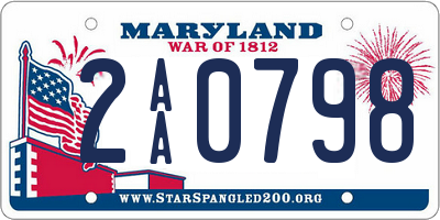 MD license plate 2AA0798