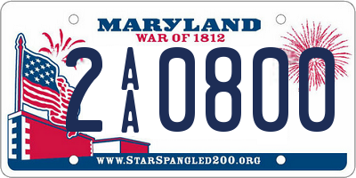 MD license plate 2AA0800