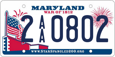 MD license plate 2AA0802