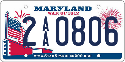 MD license plate 2AA0806