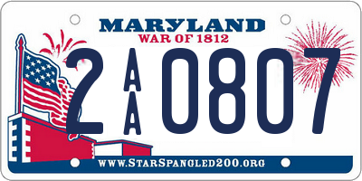 MD license plate 2AA0807