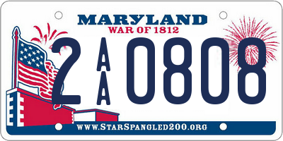 MD license plate 2AA0808