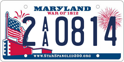 MD license plate 2AA0814