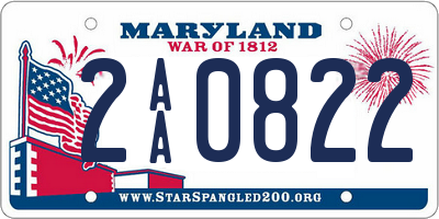 MD license plate 2AA0822