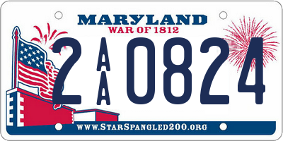 MD license plate 2AA0824