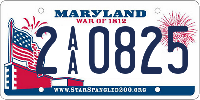 MD license plate 2AA0825