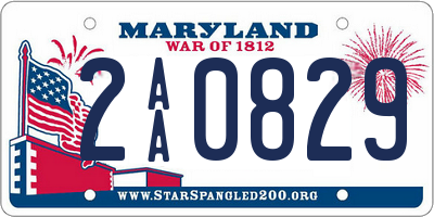 MD license plate 2AA0829