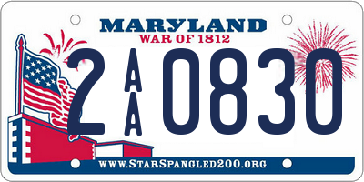 MD license plate 2AA0830