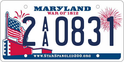 MD license plate 2AA0831