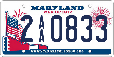 MD license plate 2AA0833