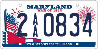 MD license plate 2AA0834