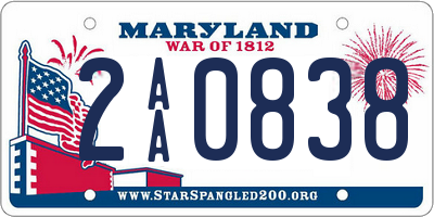 MD license plate 2AA0838