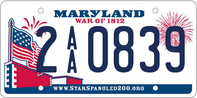 MD license plate 2AA0839