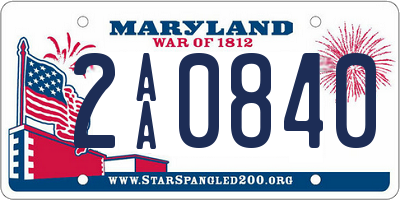 MD license plate 2AA0840