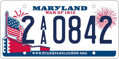 MD license plate 2AA0842