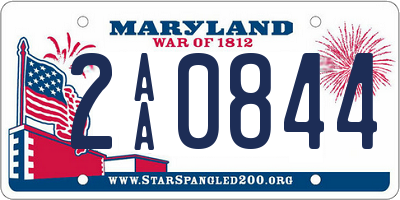 MD license plate 2AA0844