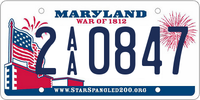 MD license plate 2AA0847