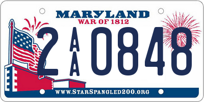 MD license plate 2AA0848