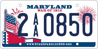 MD license plate 2AA0850