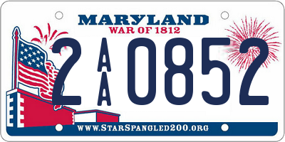 MD license plate 2AA0852