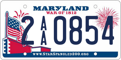 MD license plate 2AA0854