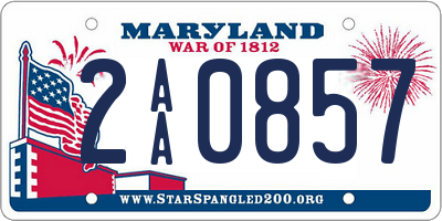 MD license plate 2AA0857