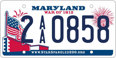 MD license plate 2AA0858