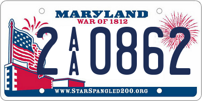 MD license plate 2AA0862