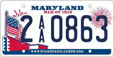 MD license plate 2AA0863