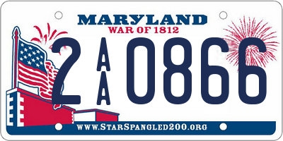 MD license plate 2AA0866