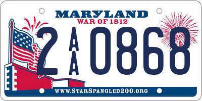 MD license plate 2AA0868