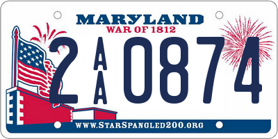 MD license plate 2AA0874