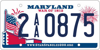 MD license plate 2AA0875