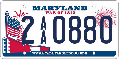 MD license plate 2AA0880