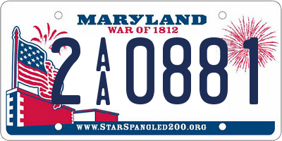 MD license plate 2AA0881