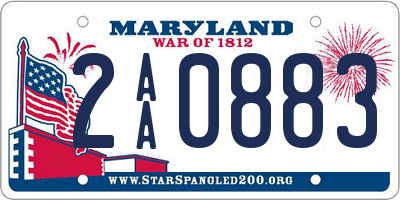 MD license plate 2AA0883