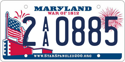 MD license plate 2AA0885