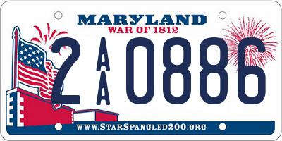 MD license plate 2AA0886