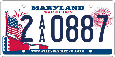 MD license plate 2AA0887