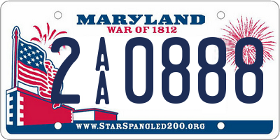 MD license plate 2AA0888